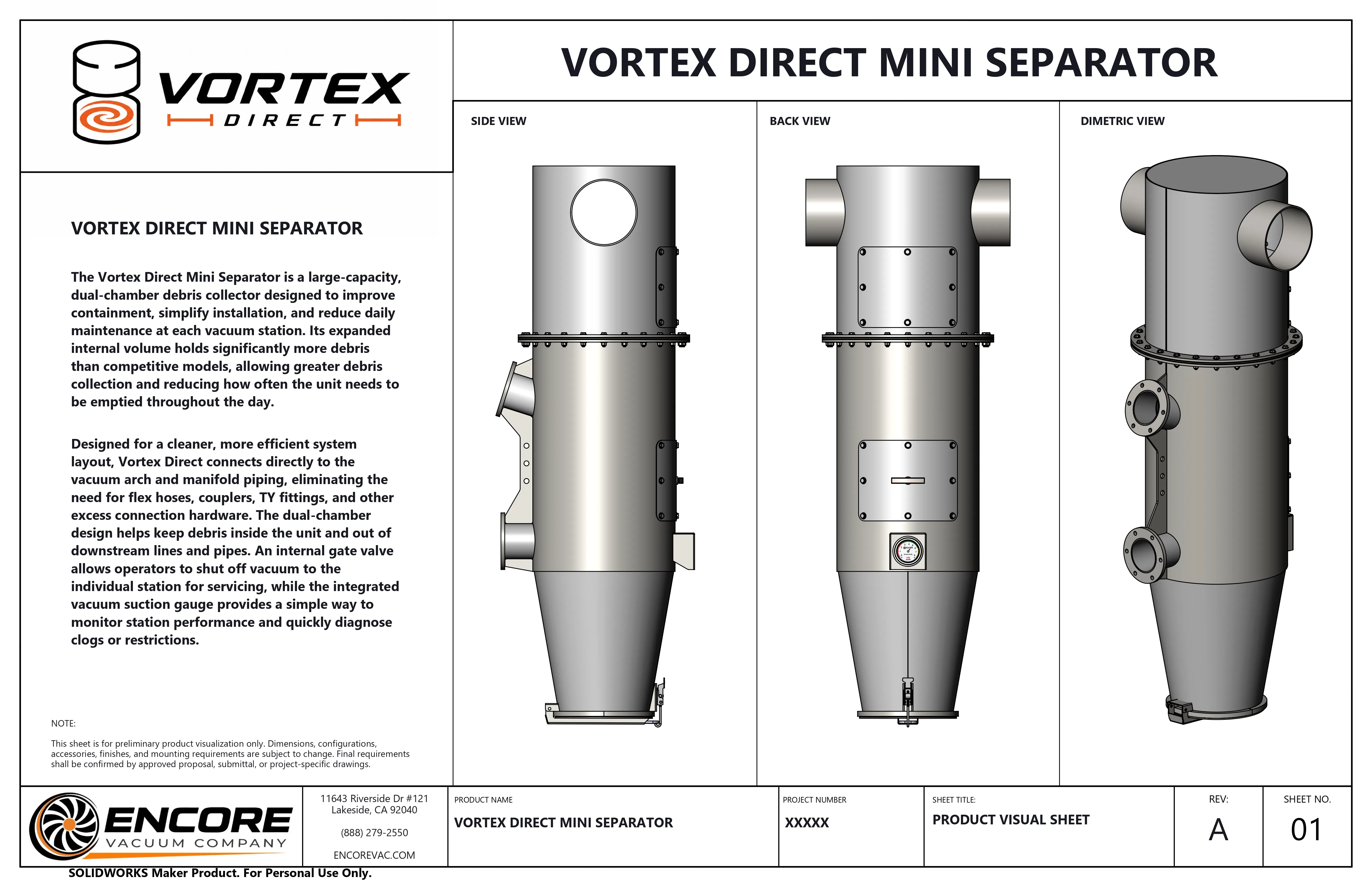 Vortex Direct Mini Separator Rendering